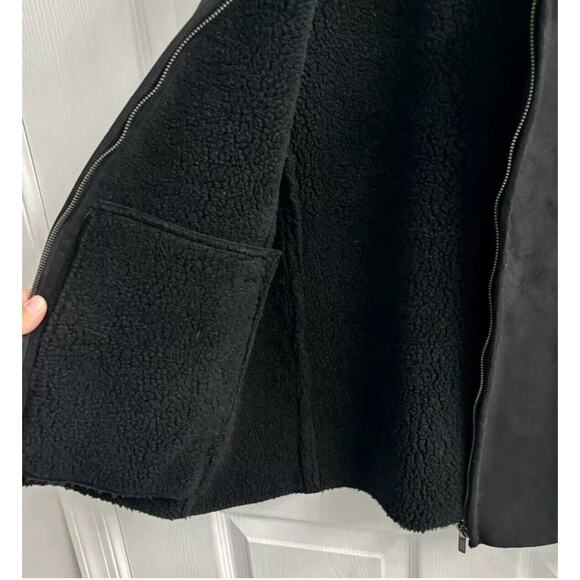 LAUREN Ralph Lauren Black Sherpa Lined Vest Jacket Full Zip Size Small Y2k coat - Picture 4 of 5